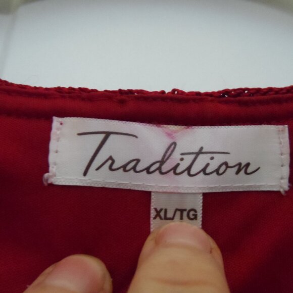 Tradition Burgundy Crochet Knit floral  Blouse size XL - Picture 13 of 13